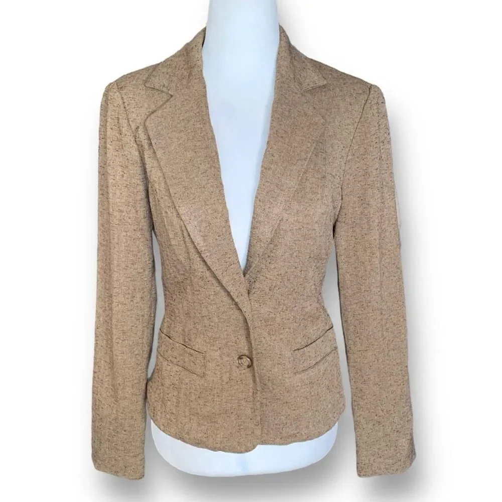 Vintage‎ 90s Rampage Blazer Jacket Tan Brown Tweed Structured Classic Schoolboy